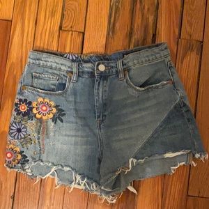 Blank NYC embroidered jean shorts